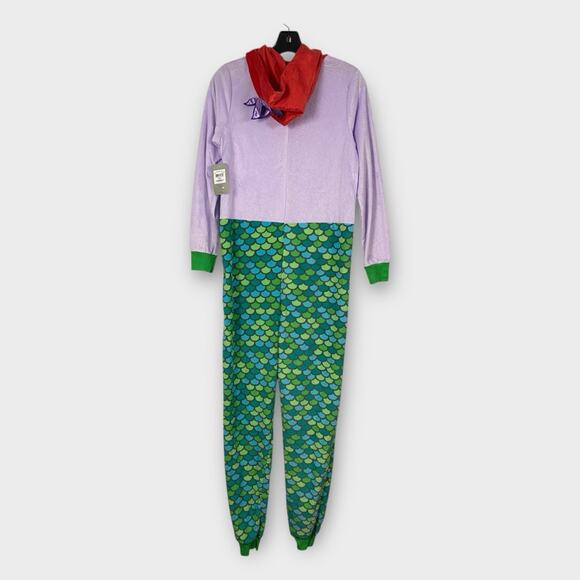 Disney Little Mermaid Ariel One Piece Pajamas Womens XS UnionSuit Hoodie - Picture 3 of 7
